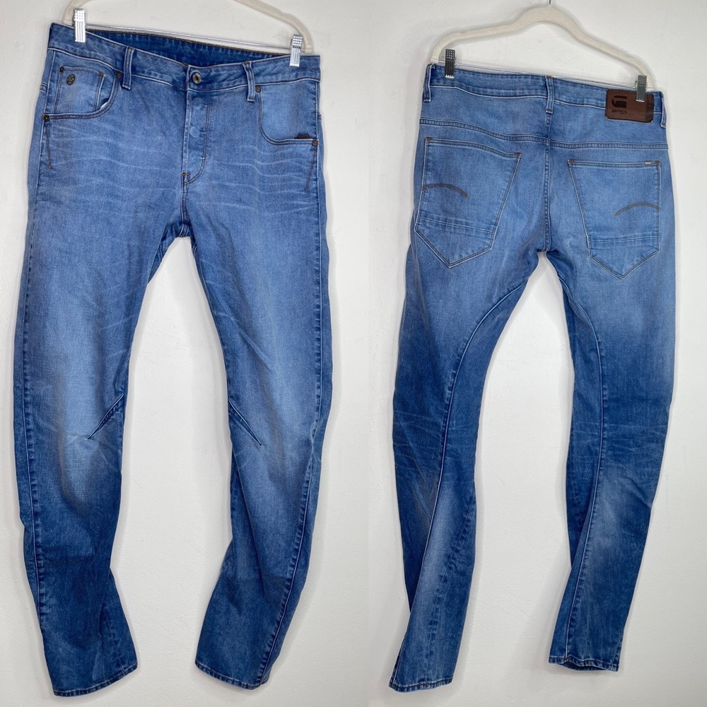 G-Star Raw Arc 3D Slim Button Fly Denim Medium Wash Jeans Men's Size 34 X 36